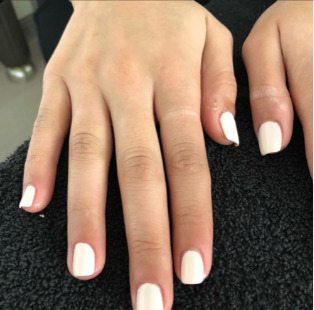 White gel manicure on natural nails