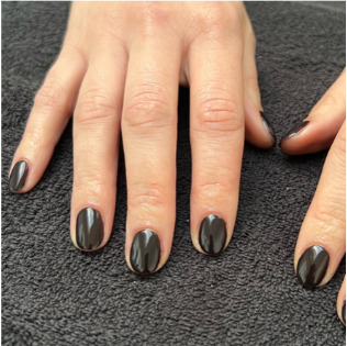 Dark chrome gel manicure