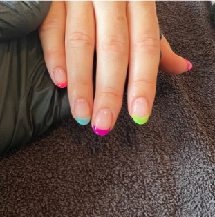 Colourful French tip manicure